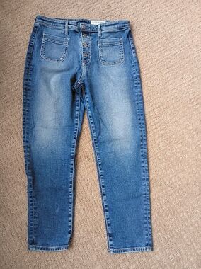 Anthropologie AG Vintage Stevie Ankle Button-Up Blue Jeans 32P